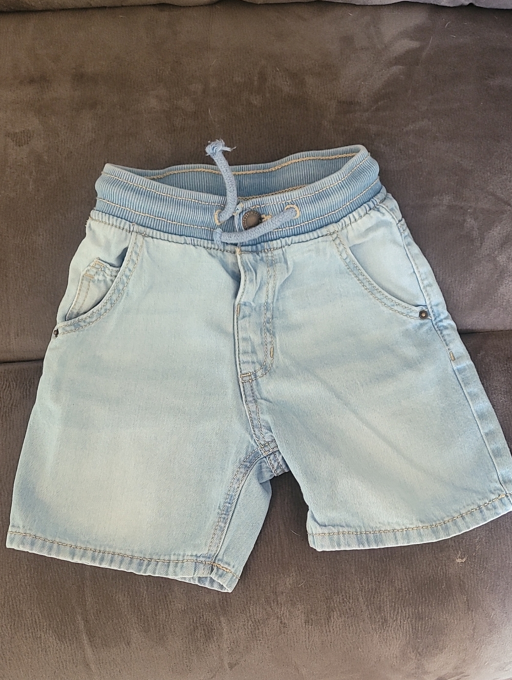 Zara Light Blue Denim Jogger-Style Kids Shorts
